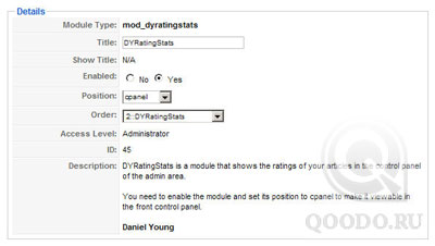 Модуль DYRatingStats